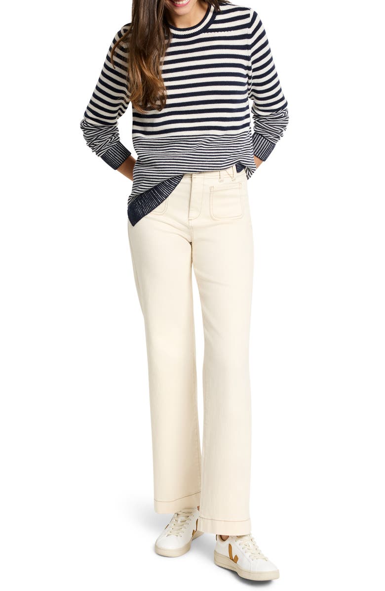 NIC+ZOE Stripe High-Low Cotton Blend Sweater, Alternate, color, Indigo Multi
