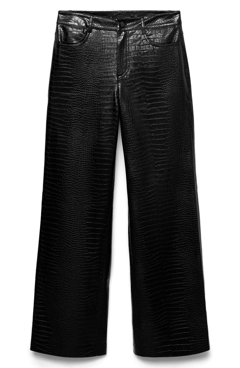 MANGO Snakeskin Effect Faux Leather Straight Pants, Alternate, color,