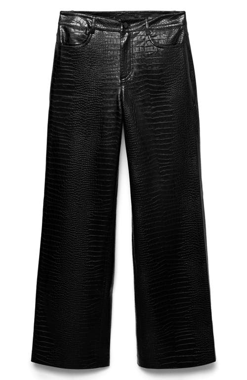 Shop Mango Snakeskin Effect Faux Leather Straight Pants In Black