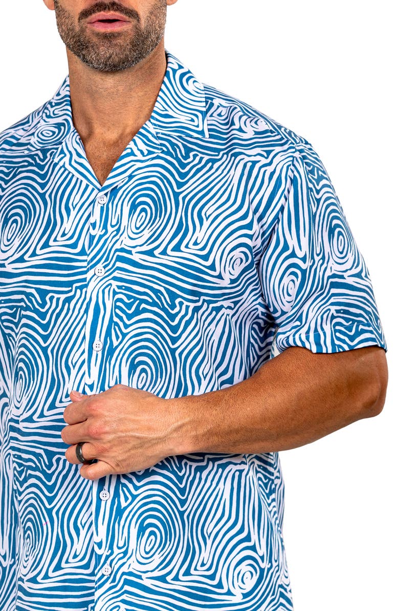 Maceoo Apachi Marthyr0250 Blue Camp Shirt, Alternate, color, 