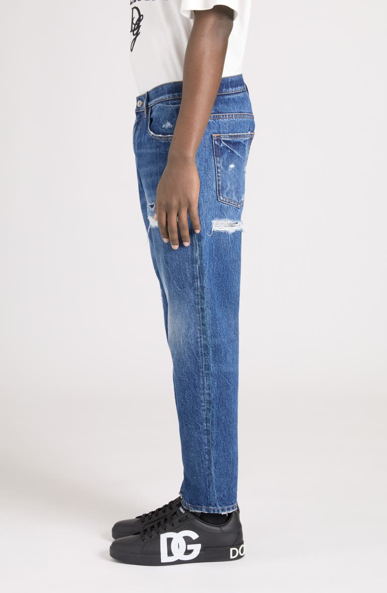 Dolce&Gabbana Logo Embroidered Distressed Loose Fit Jeans, Alternate, color, 