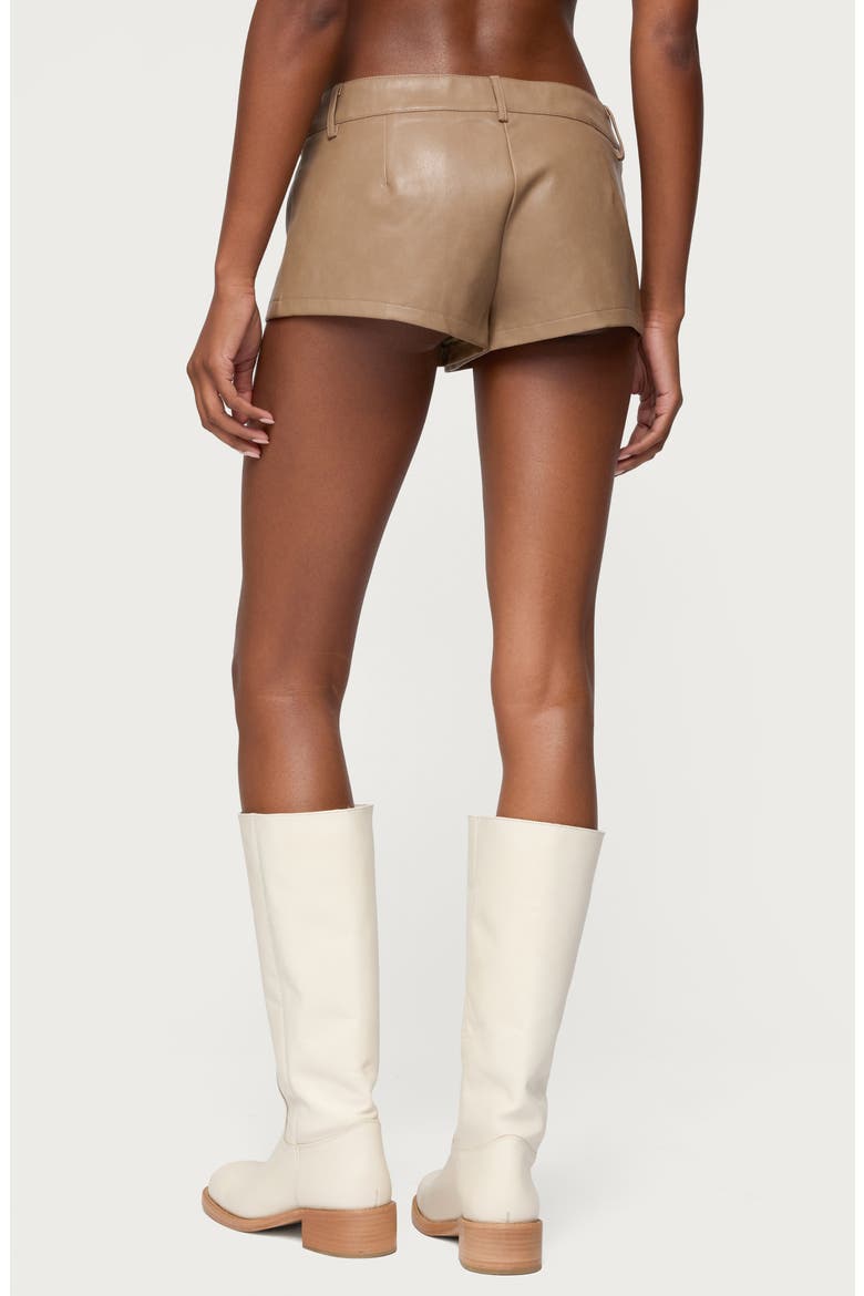 Melaney Faux Leather Micro Shorts, Alternate, color, BROWN