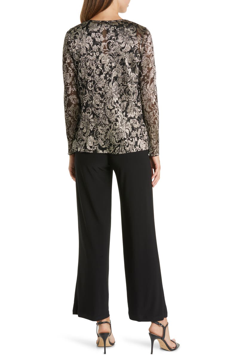 Marina Mixed Media Metallic Bodice Jumpsuit & Jacket Set, Alternate, color,