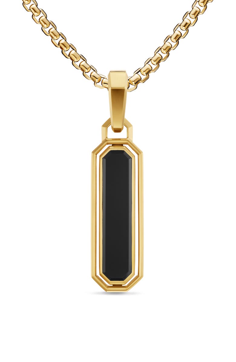 David Yurman Streamline<sup>®</sup> Inlay Amulet in 18K Yellow Gold with Black Onyx & Lapis, 30.7mm, Alternate, color, Gold/ Malachite/ Onyx