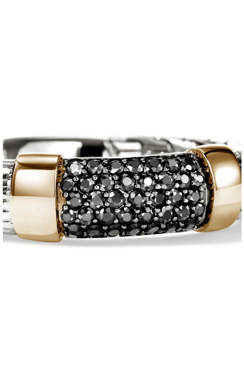 JH Essentials Sapphire Pavé Ring, 5mm, Alternate, color, SILVER/ GOLD/ BLACK SAPPHIRE