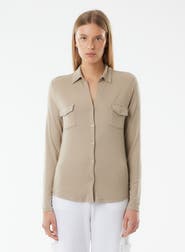 Majestic Filatures Soft Touch Long Sleeve Pocket Shirt