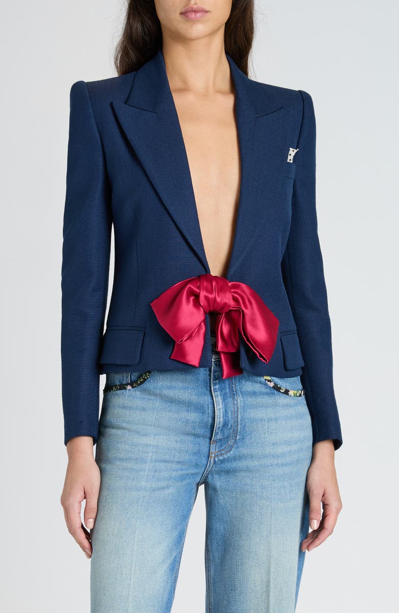 Valentino Garavani Bow Blazer, Main, color, Provence Blue