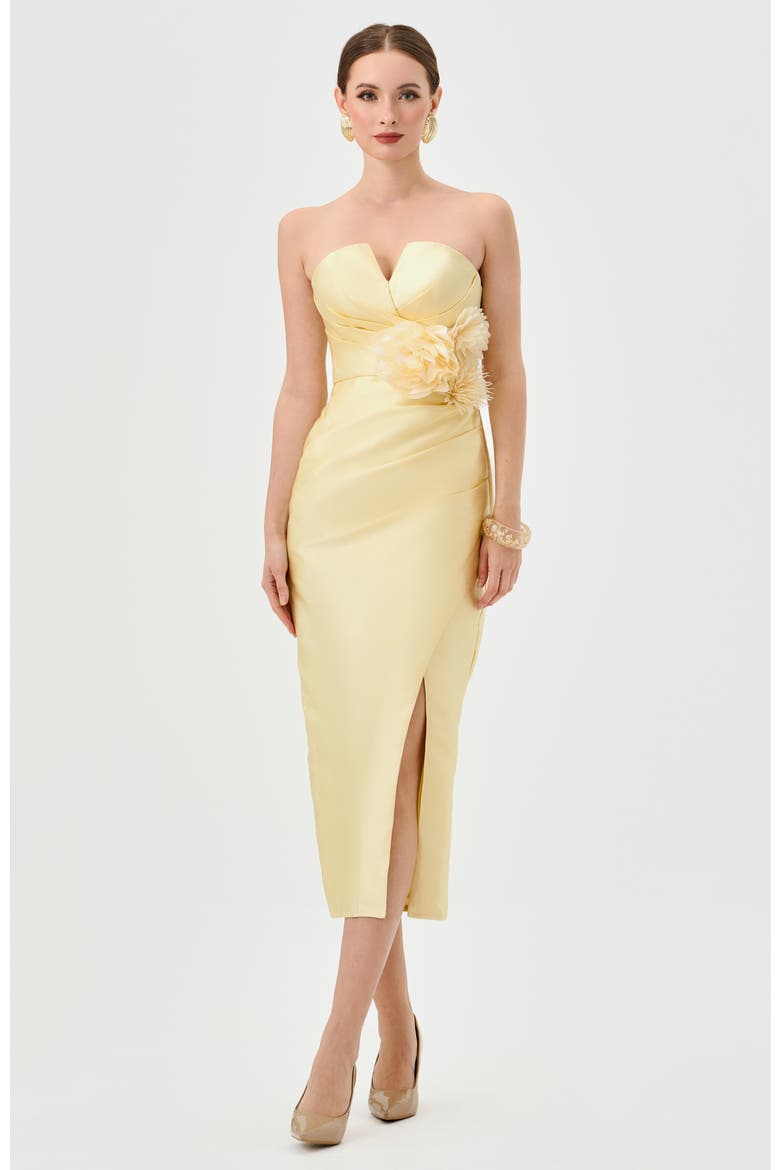 Raina Strapless Midi, Main, color, YELLOW