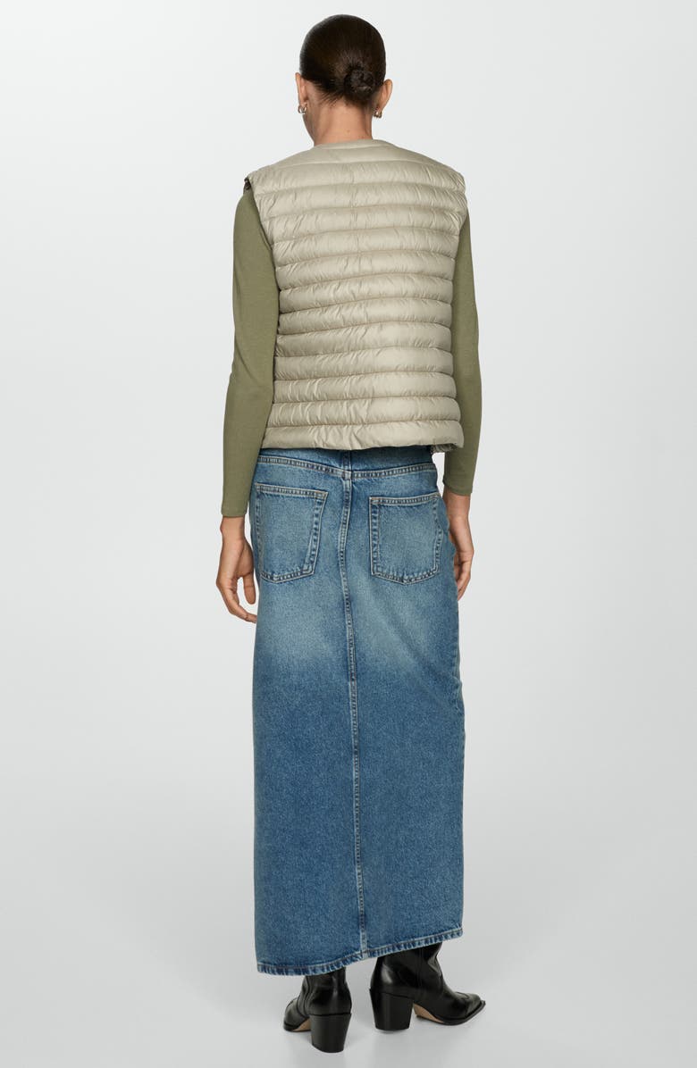 MANGO Quilted Front Zip Vest, Alternate, color, Light Heather Grey