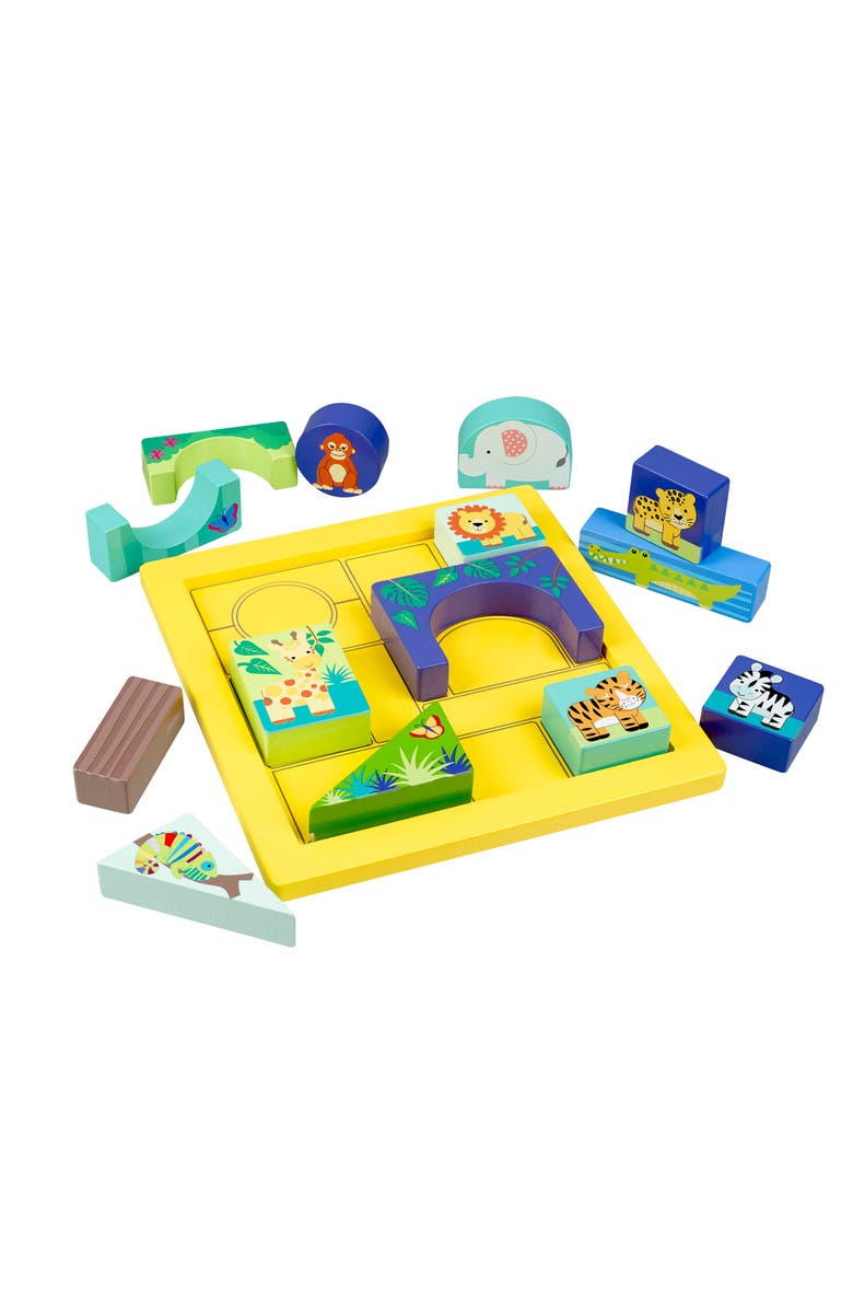 ORANGE TREE TOYS Jungle Animals Block Puzzle, Multicolor, 15 Piece, Kids Ages 1+, Alternate, color, Multicolored
