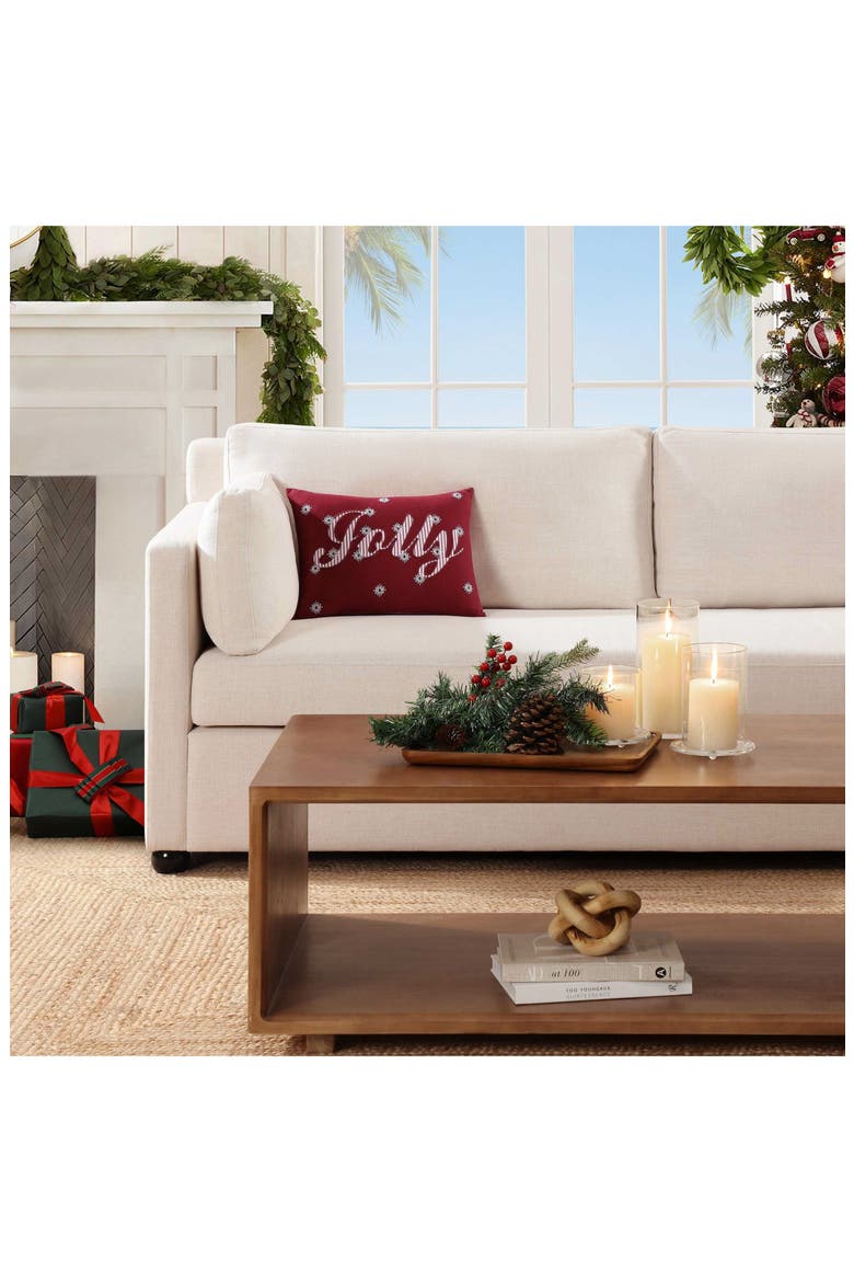 Holiday Marlin Velvet Decorative Pillow, Alternate, color, RED/ WHITE