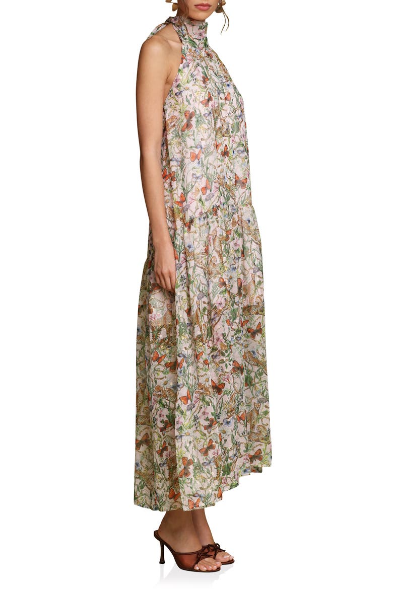 Floral Sleeveless Halter Dress, Alternate, color, PINK/ CHEETAH MULTI