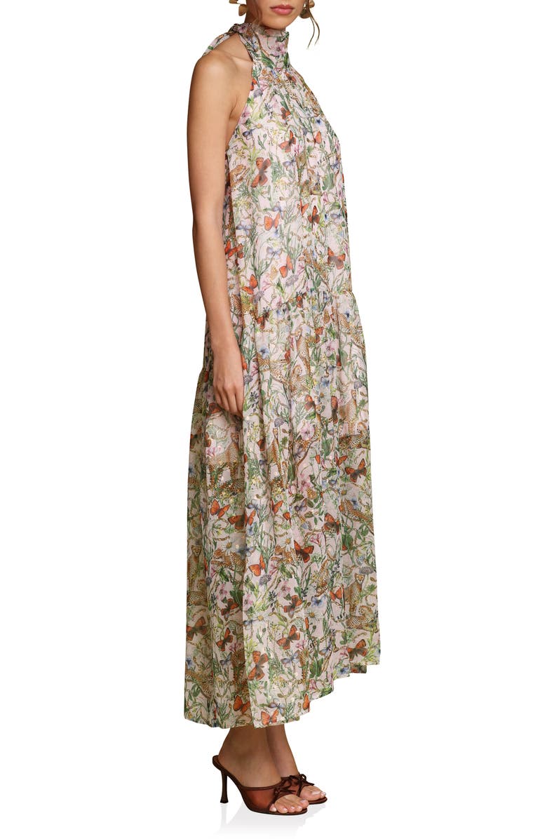 Avec Les Filles Floral Sleeveless Halter Dress, Alternate, color, Pink/ Cheetah Multi