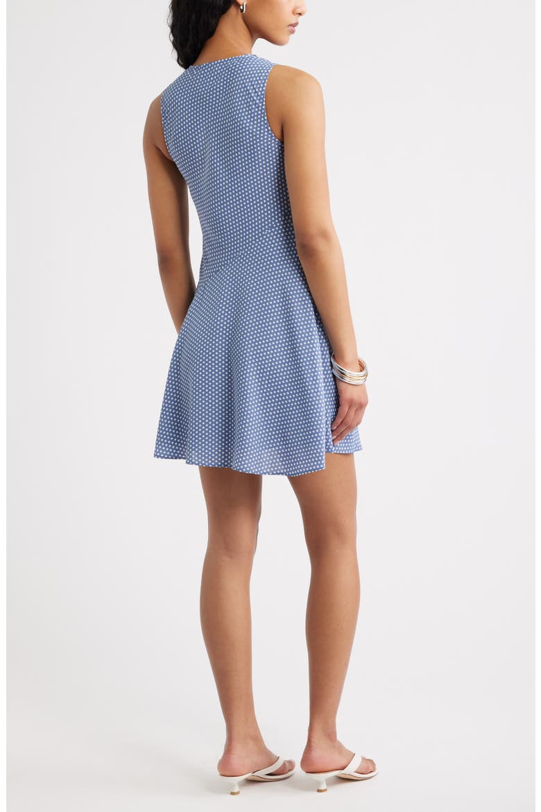 Cowl Neck Fit & Flare Minidress, Alternate, color, BLUE- IVORY TIGHT DOT