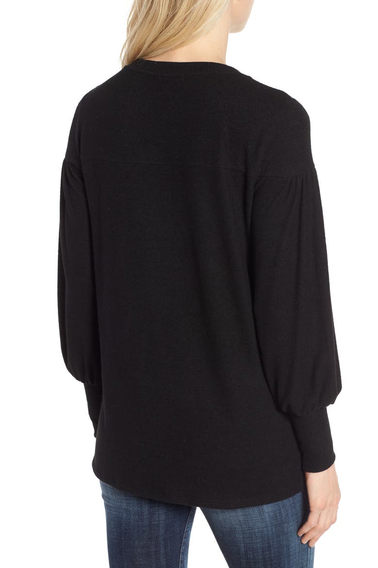 Gibson Cozy Blouson Pullover, Alternate, color, BLACK