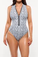 Popilush Zipper Front One-Piece Swimsuit with High Leg Cut