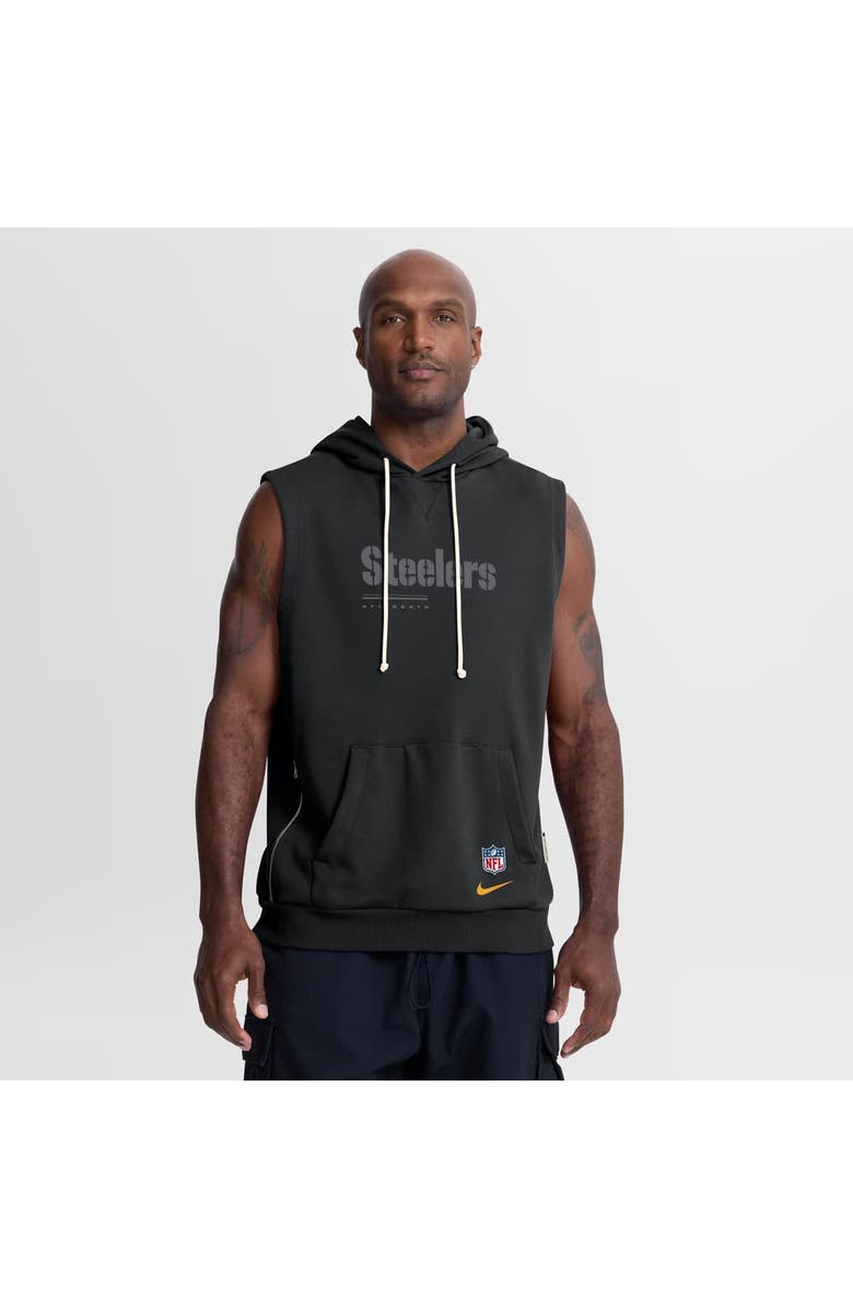 Nike Men's Nike Black Pittsburgh Steelers Sideline Standard Issue Dri-FIT Sleeveless Hoodie, Main, color, Black