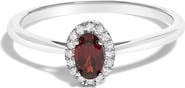 Haus of Brilliance 10K White Gold Oval and Diamond Accent Halo Birthstone Ring