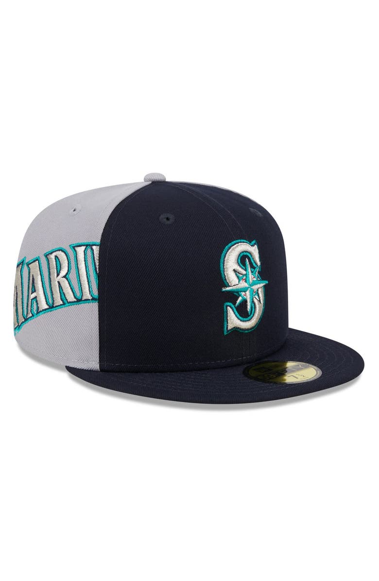 New Era Men's New Era Navy/Gray Seattle Mariners Gameday Sideswipe 59FIFTY Fitted Hat, Main, color, 