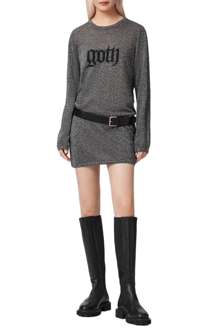 Deetz Metallic Sweater Dress, Alternate, color, FOGGY SILVER