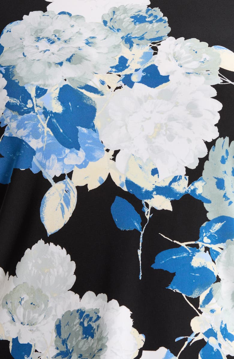 AK ANNE KLEIN Floral Print Tulip Sleeve Top, Alternate, color, Anne Black Multi