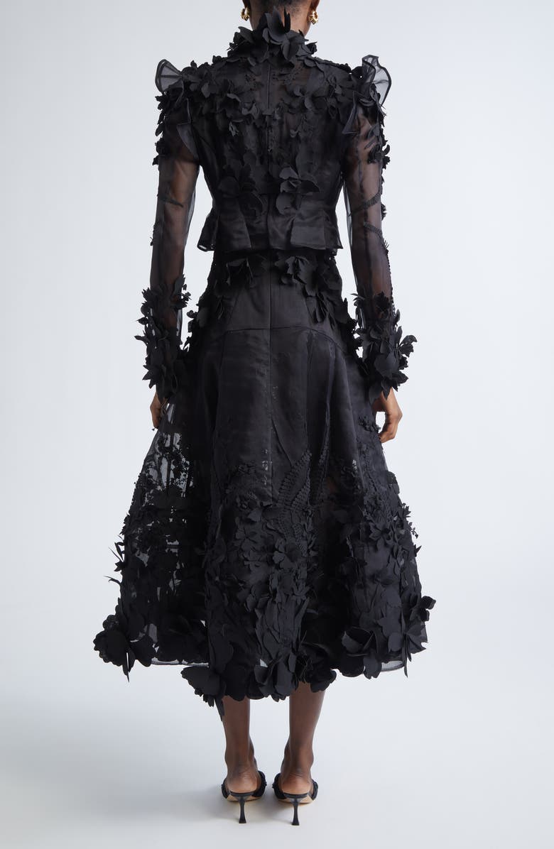 Zimmermann Hypnotic Appliqué Long Sleeve Silk Midi Dress, Alternate, color,