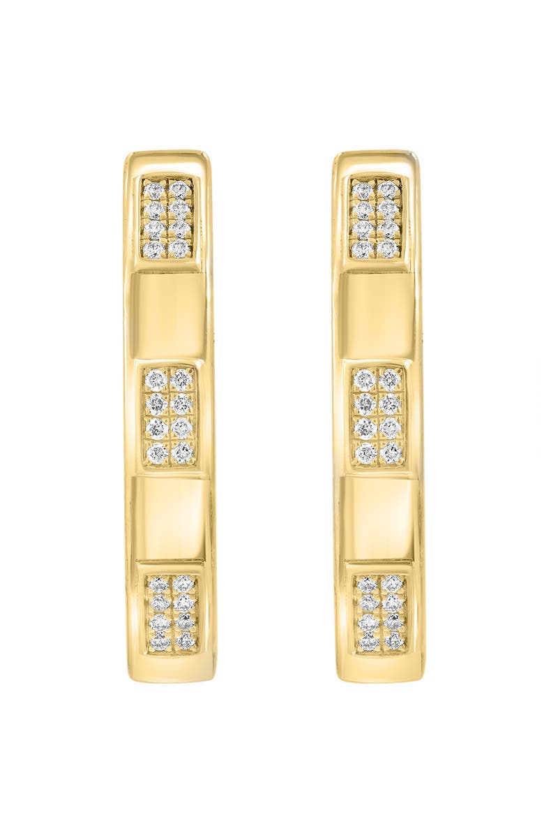 14K Yellow Gold Geometric Bar Diamond Hoop Earrings, Alternate, color, 14K Gold Plate