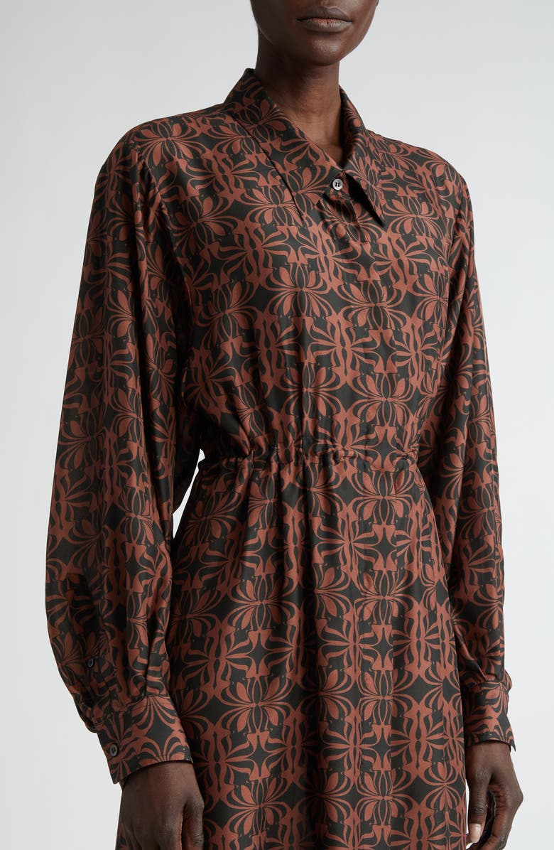 Dries Van Noten Darlos Long Sleeve Silk Midi Shirtdress, Alternate, color, 