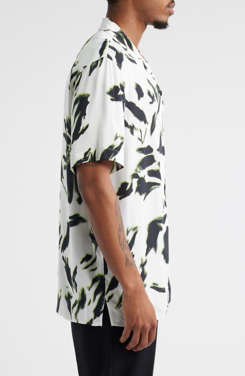 Open Edit Abstract Floral Camp Shirt, Alternate, color, White Floral Blur