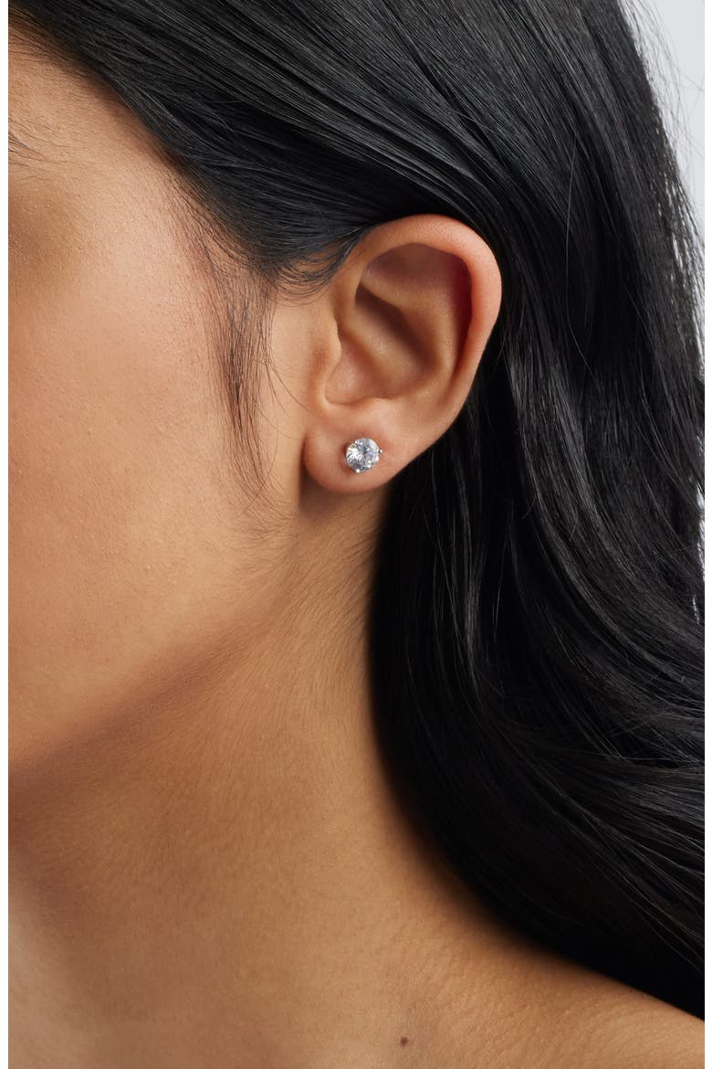 Cubic Zirconia Stud Earrings - 2ct., Alternate, color, PLATINUM