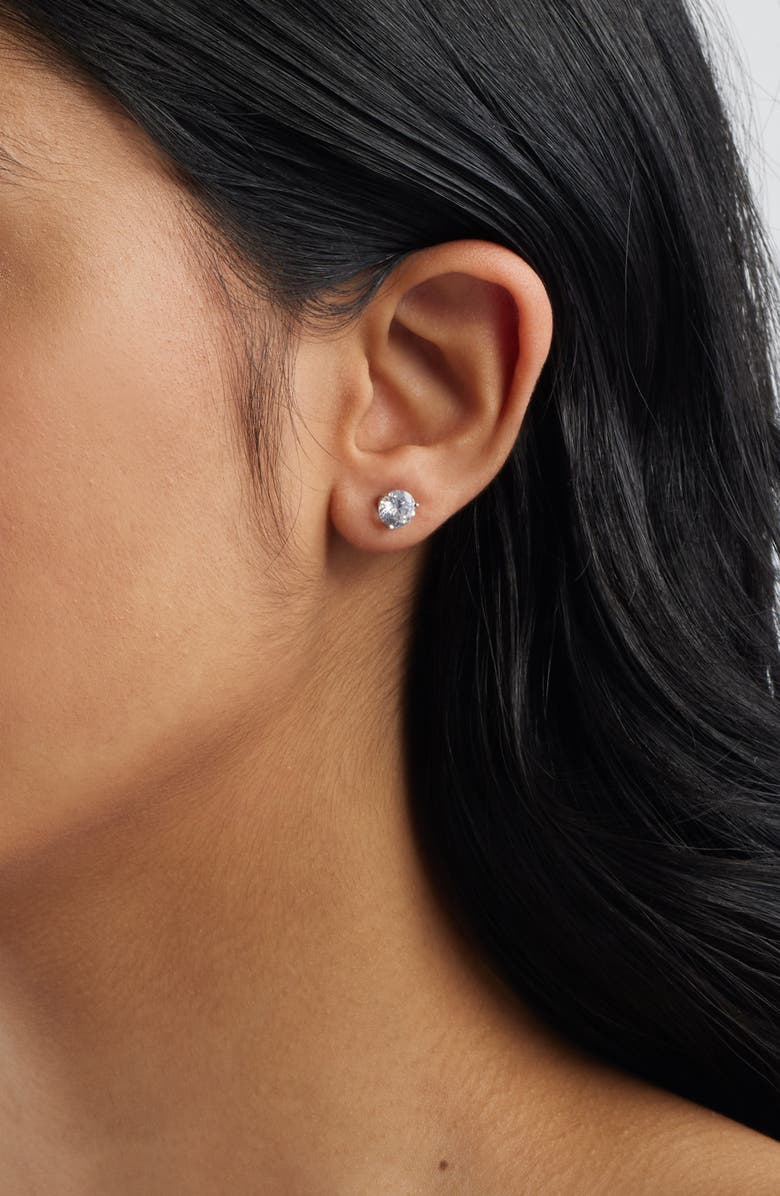 Nordstrom Cubic Zirconia Stud Earrings - 2ct., Alternate, color, Platinum