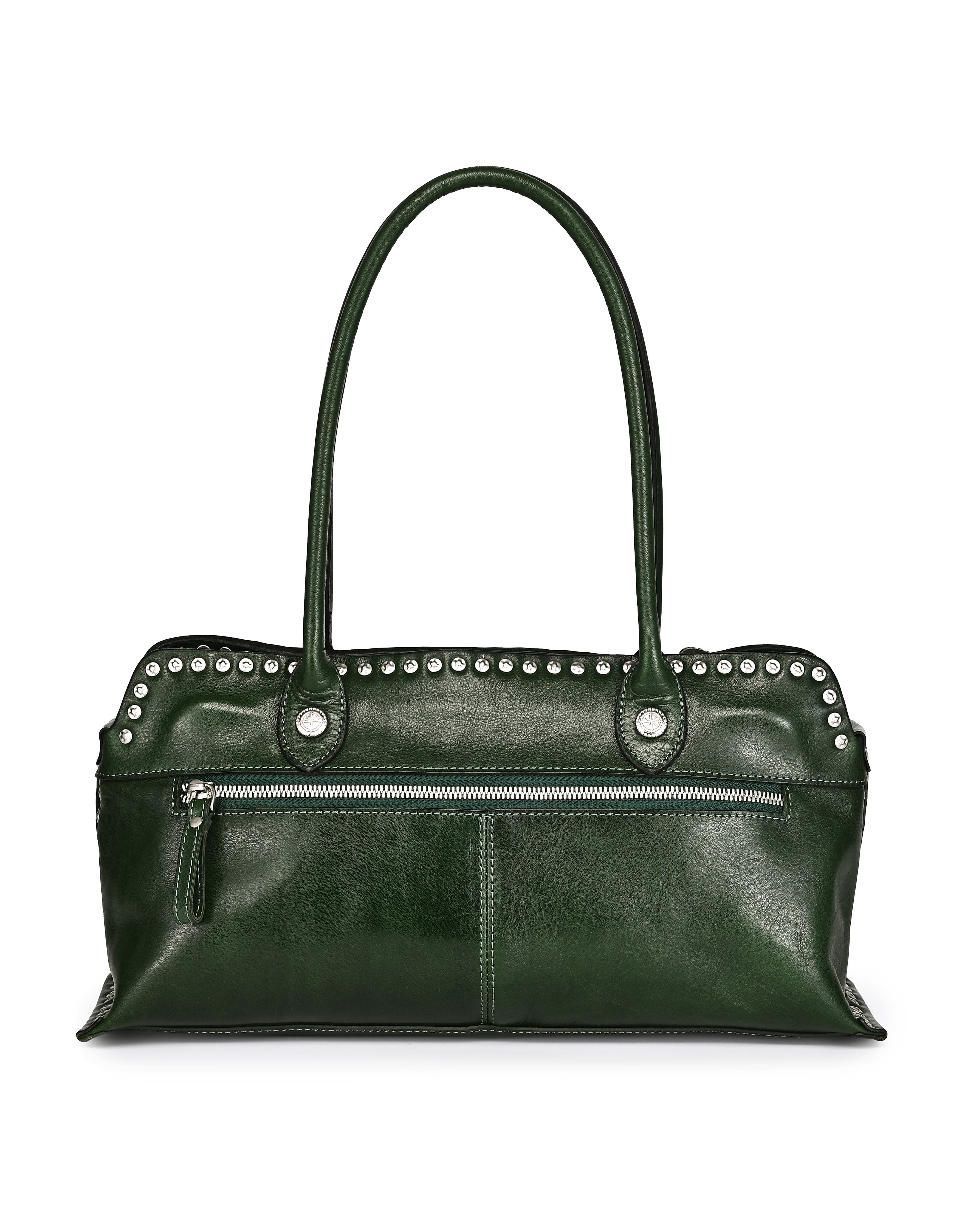 Soul Genuine Leather Studded Structured Shoulder Bag, Alternate, color, Kale