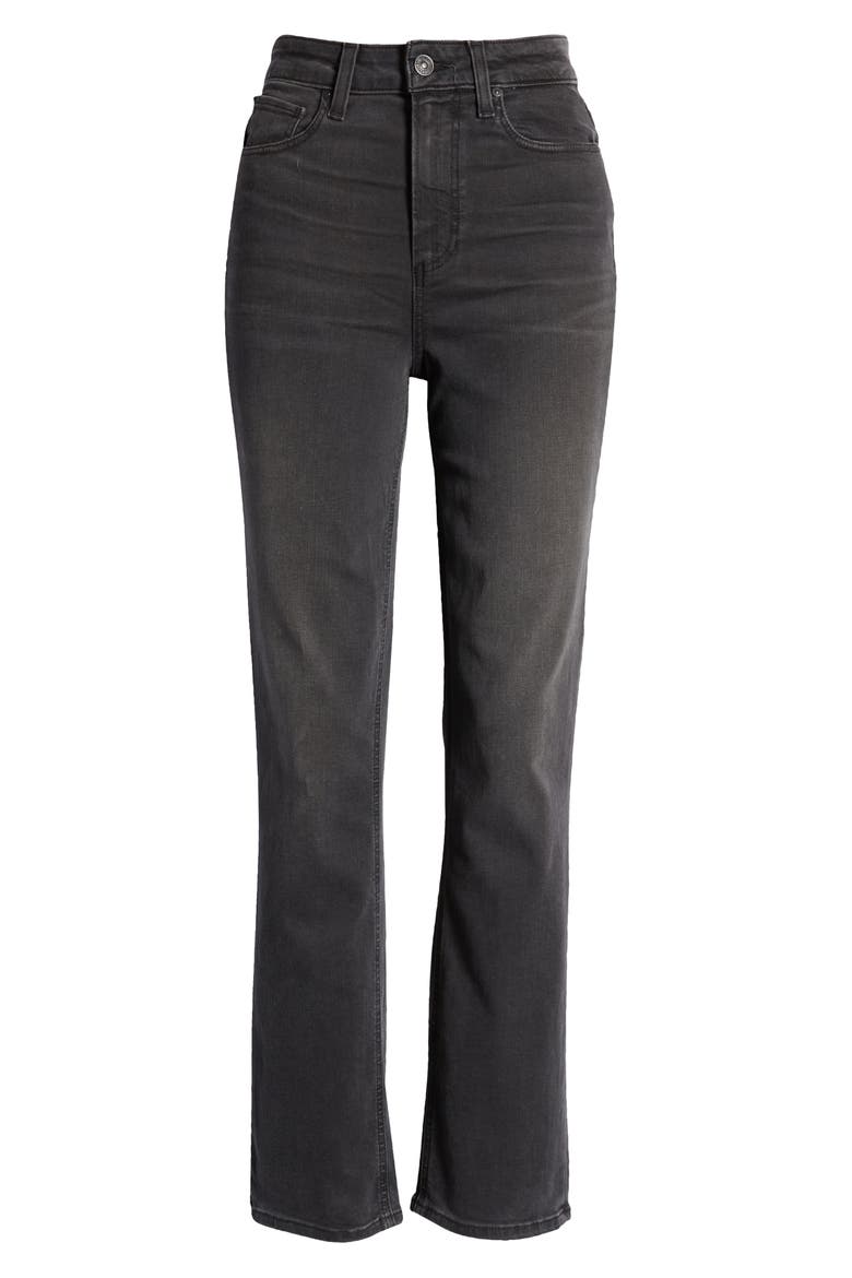 Flaunt Accent High Waist Straight Leg Jeans, Alternate, color, DARK MAGNET