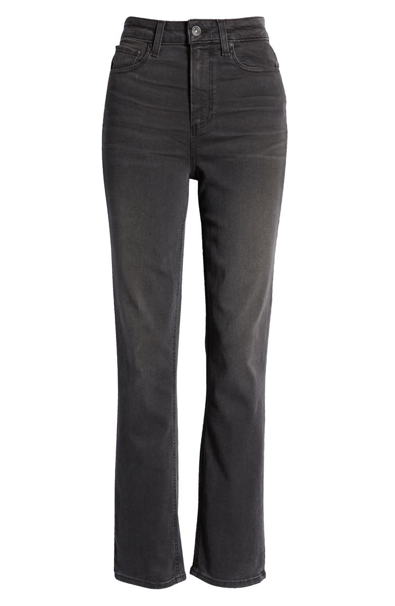 PAIGE Flaunt Accent High Waist Straight Leg Jeans, Alternate, color, Dark Magnet