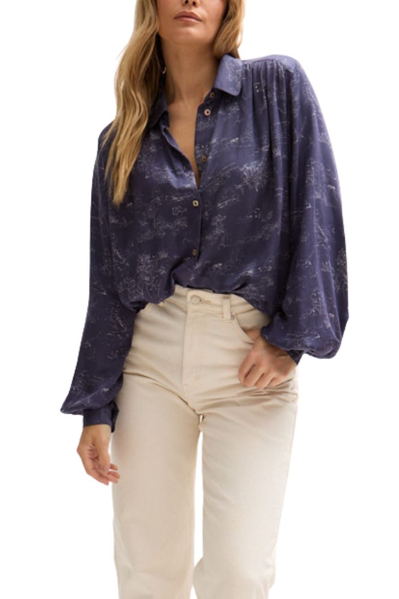 Marrianne Peter Pan Collar Shirt, Alternate, color, Navy