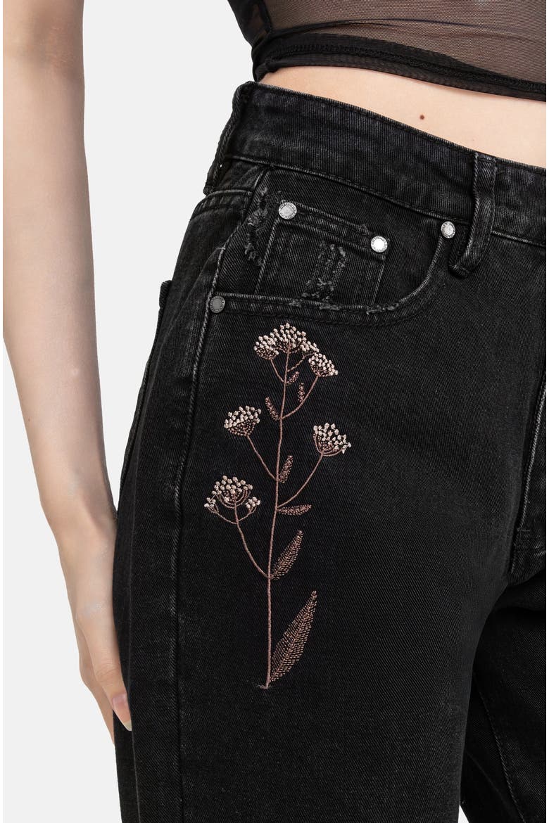 Griffinfly Distressed Denim Mom Jeans, Alternate, color, Black