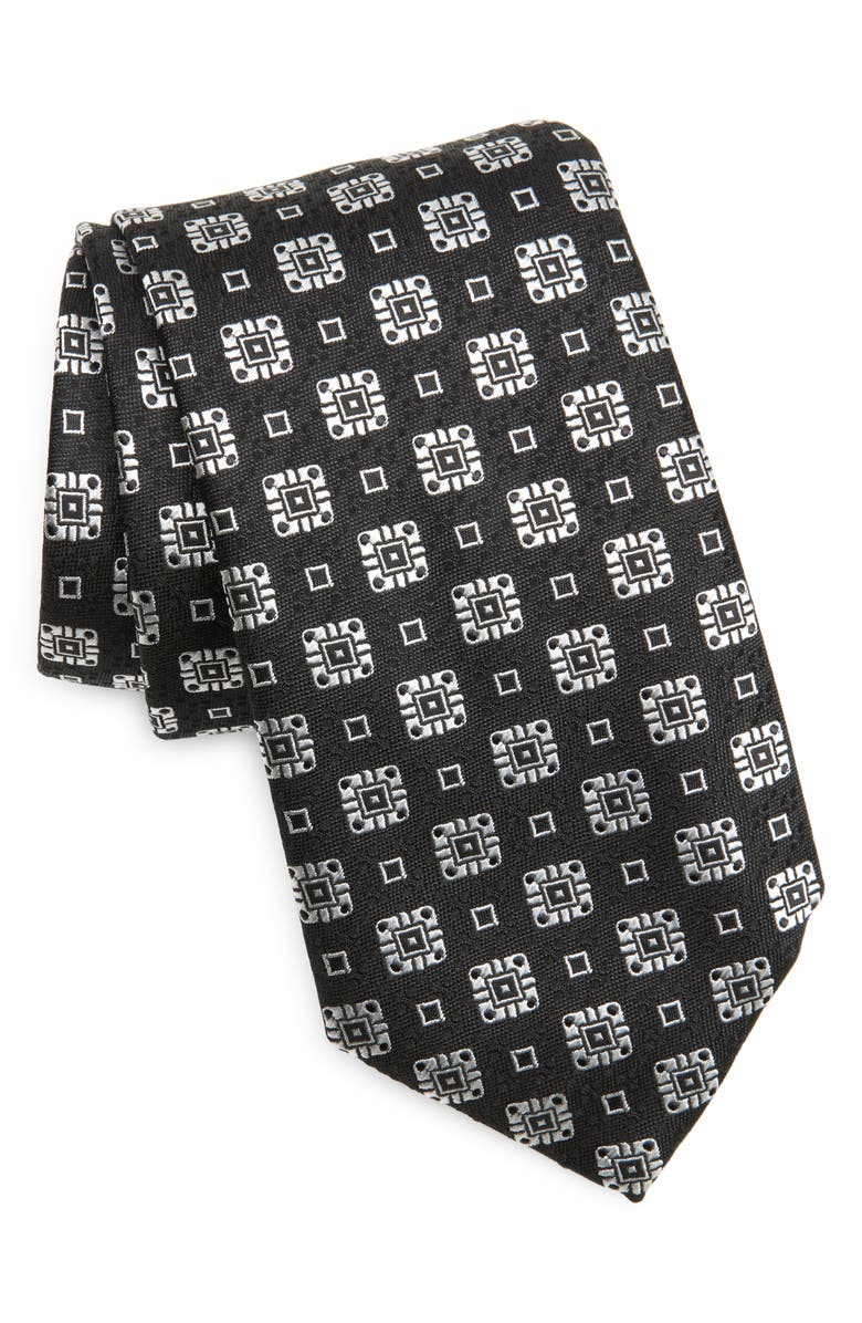 Dolce&Gabbana Medallion Silk Tie, Main, color, N0004 Black/ White