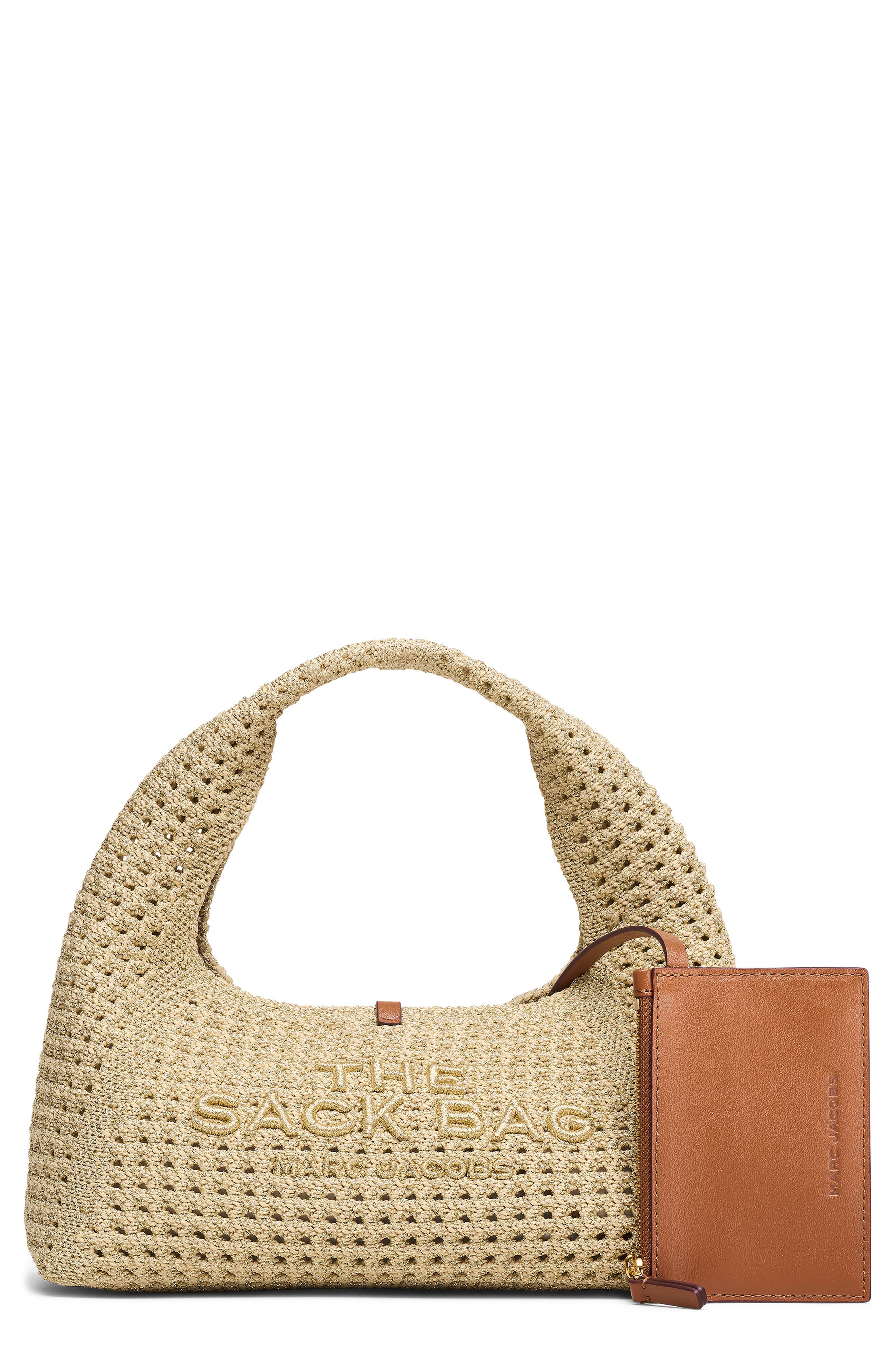 Marc Jacobs The Mini Raffia Sack Bag, Main, color, Champagne