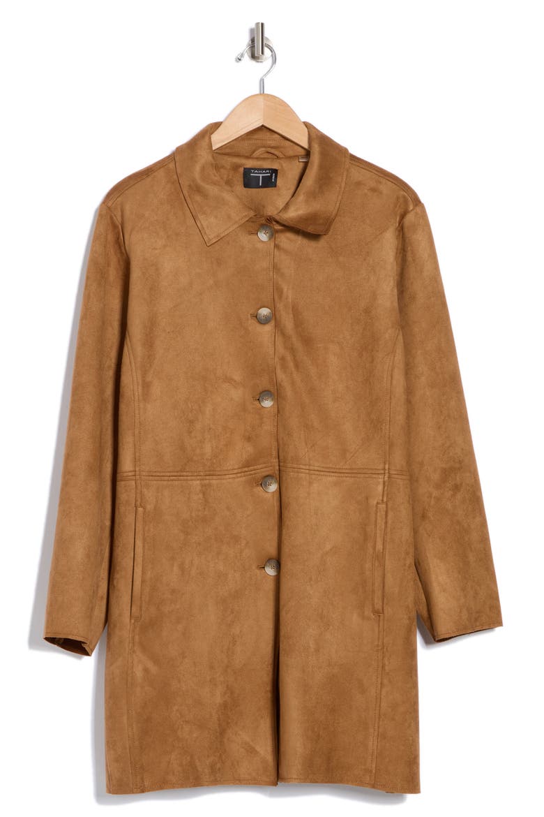 Faux Suede Coat, Main, color, TOBACCO