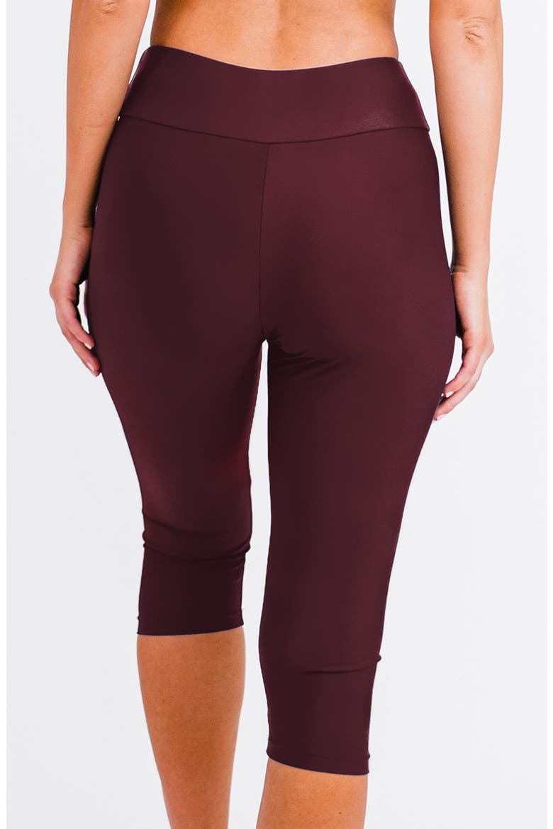 Capri Swim Leggings, Alternate, color, Wine