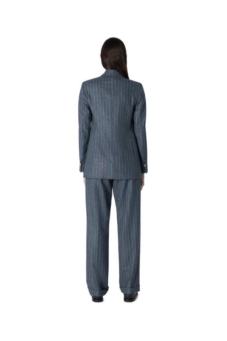 Brandy Classic Double-Breasted Pinstripe Jacket, Alternate, color, MELANGE
