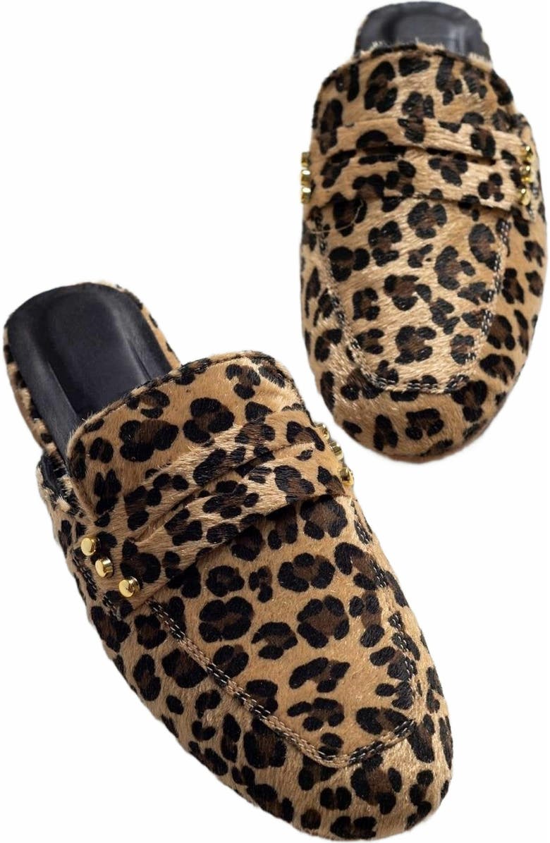 Forever & Always Shoes Eleonora Leopard Print Leather Clogs, Alternate, color,