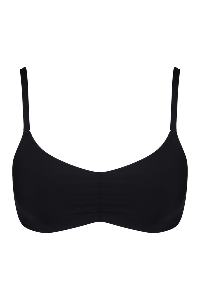 Pom Pom Sylvia Bralette Bikini Swimsuit Top, Alternate, color, BLACK