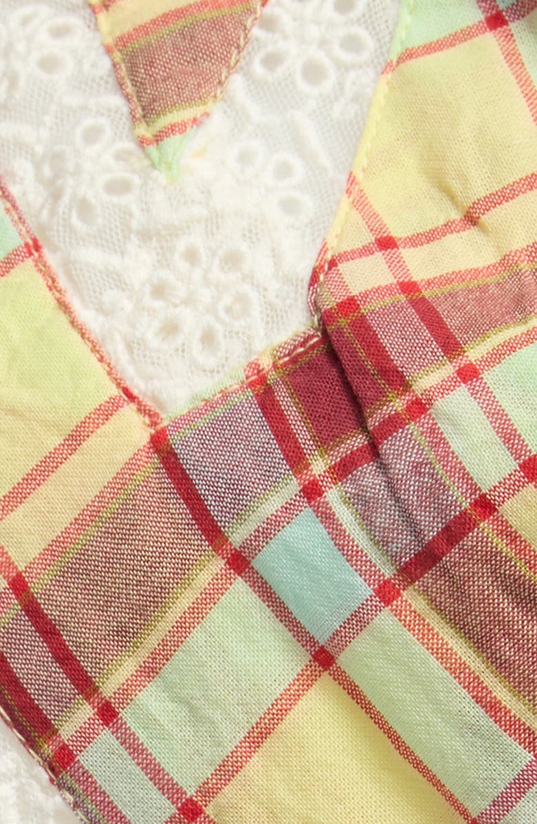 Damson Madder Lace Inset Plaid Organic Cotton Triangle Hair Scarf, Alternate, color, Multi