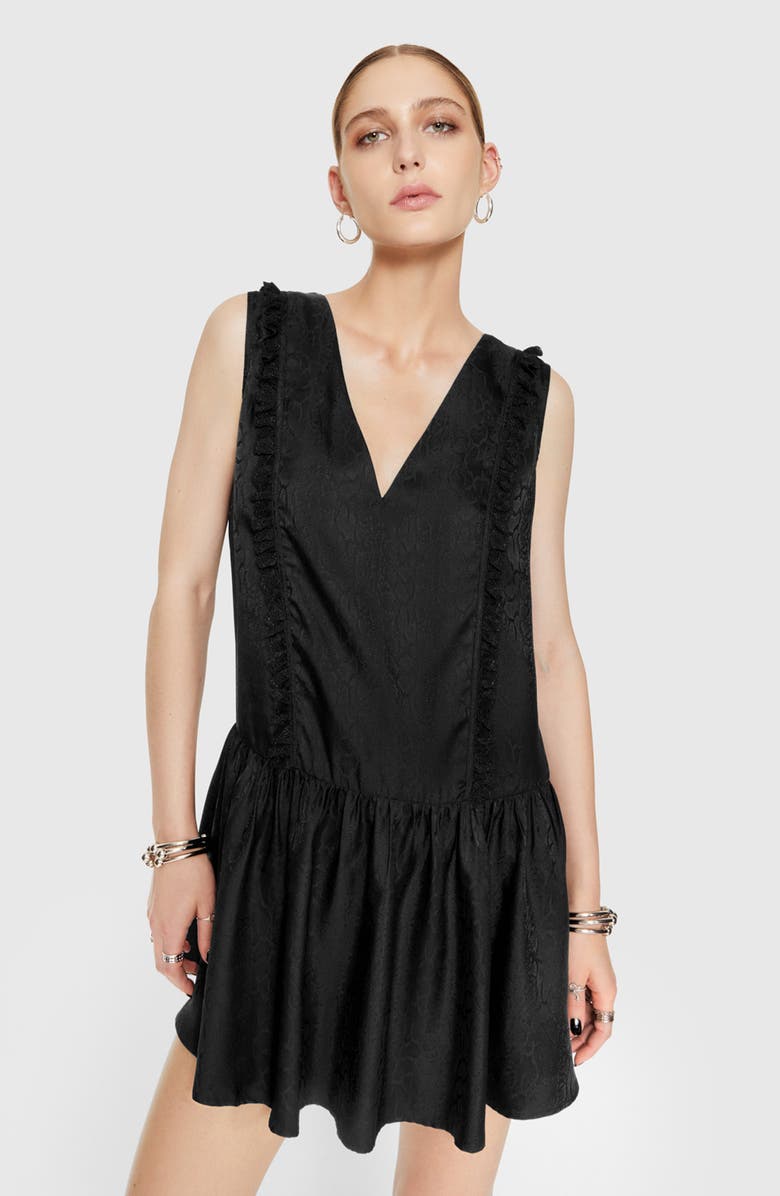 Rebecca Minkoff Valerie Lace Trim Sleeveless Silk Blend Minidress, Alternate, color, True Black