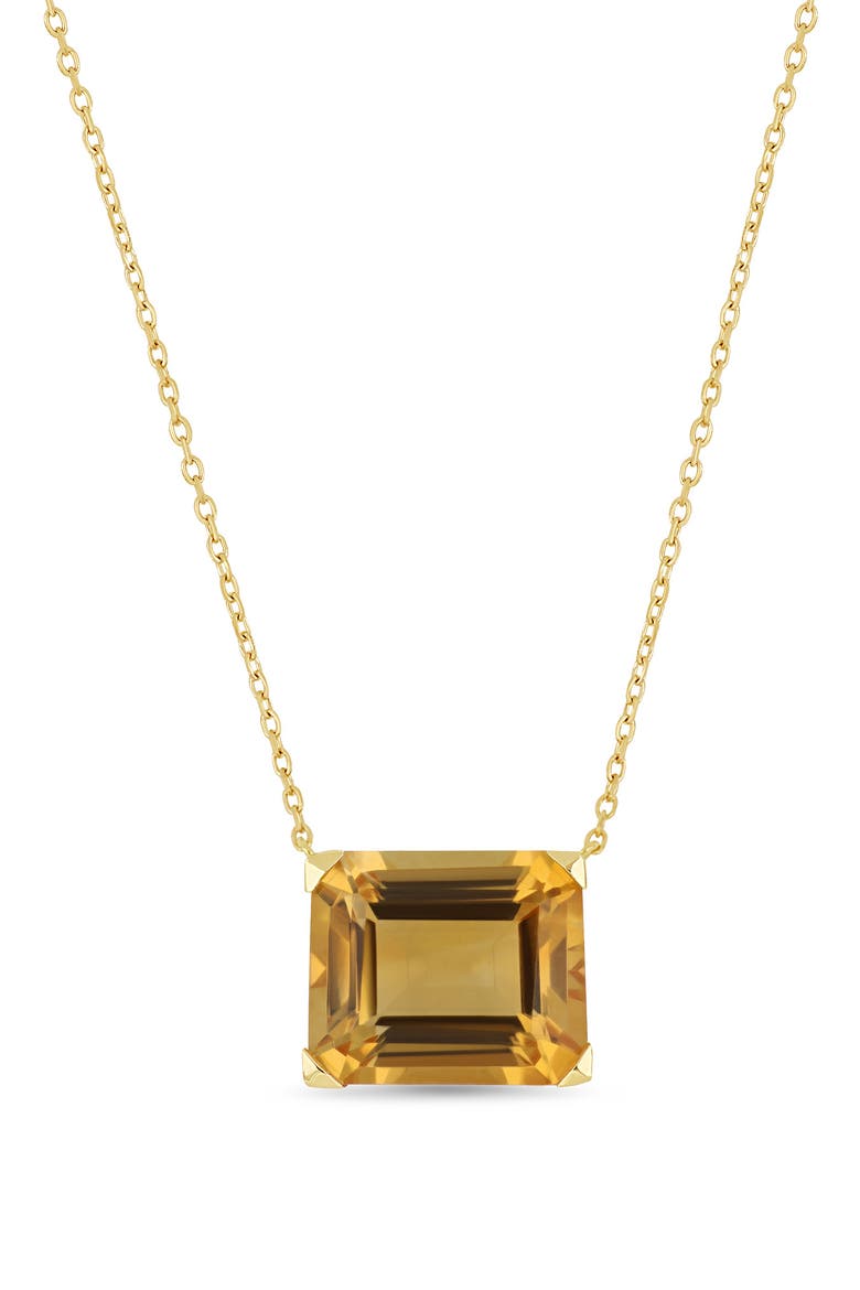 14K Yellow Gold Semiprecious Stone Cube Pendant Necklace, Main, color, 14K GOLD/ YELLOW