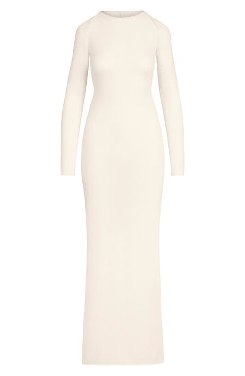 Skims Featherweight Cashmere Long Sleeve Maxi Dress In White