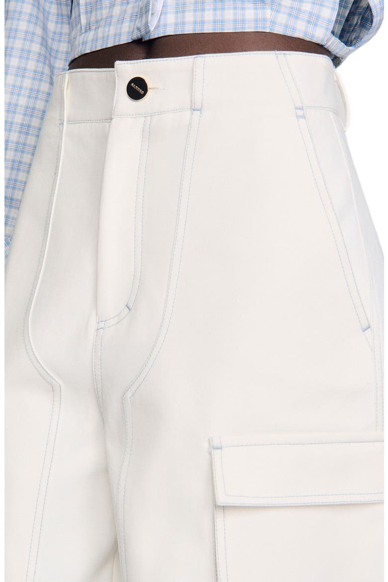 Wide-leg cotton Bermuda shorts, Alternate, color, White