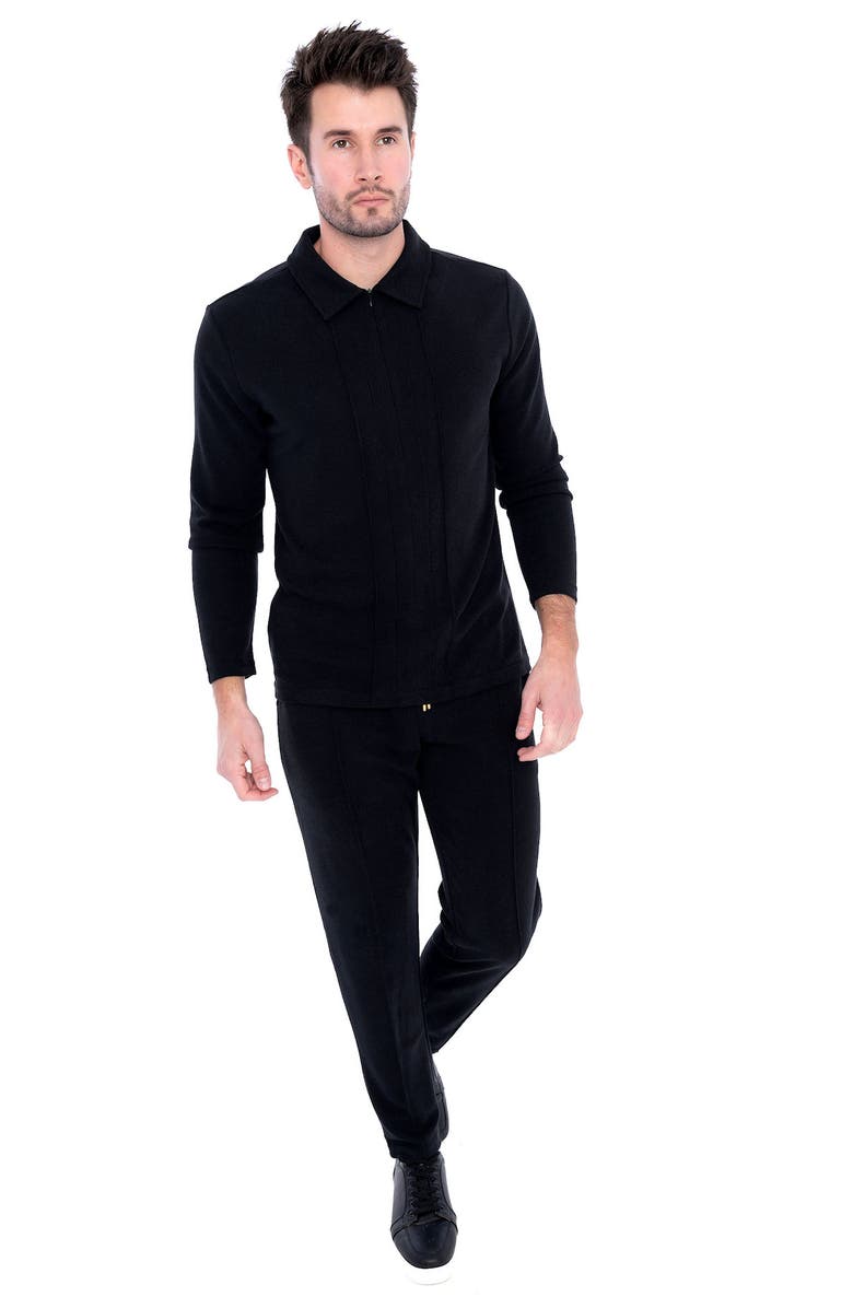 Dai Moda Men's Norman Pintuck Knit Drawstring Pant, Alternate, color, Black