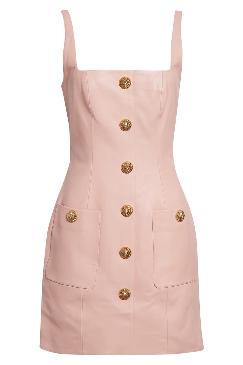 Button Leather Minidress, Alternate, color, 4HR POWDER PINK